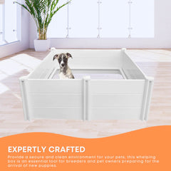 Rooster Farms 0.95m PVC Dog Whelping Box Puppy Birthing Pen - Anti-Crush Rail