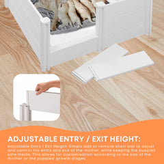 Dog Whelping Box 1.15m x 1.15m x 0.48m - Puppy Birthing PVC Pen