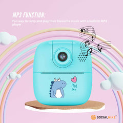 Kids Rechargeable Instant Print Camera Blue - Digital Thermal Photo Video MP3