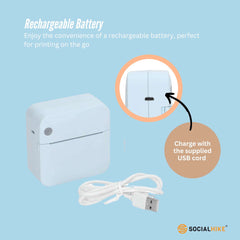 Portable Mini Printer Blue - Inkless Bluetooth Phone Pocket Thermal Printing