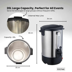 Kitchee 20L Electric Water Boiler Stainless Steel Commercial Urn