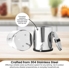 Orku 17L Gravity Benchtop Water Filter System - Stainless Steel