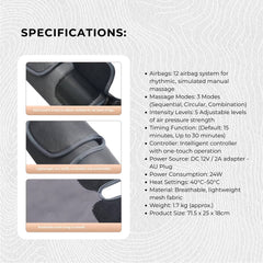 Orku Air Compression Leg Knee Foot Massager with Heat - Relaxation and Recovery