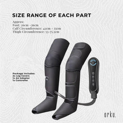 Orku Air Compression Leg Knee Foot Massager with Heat - Relaxation and Recovery