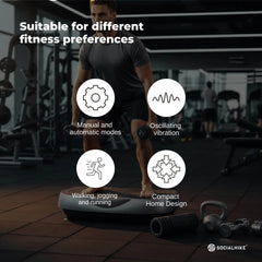 Social Hike 55cm Vibration Plate Machine Full Body Exercise Platform 200W Grey