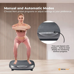 Social Hike 55cm Vibration Plate Machine Full Body Exercise Platform 200W Grey