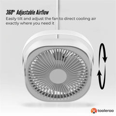 3-Speed USB 20cm Desktop Fan - Quiet Portable Lightweight Rechargeable Cooler