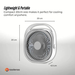 3-Speed USB 20cm Desktop Fan - Quiet Portable Lightweight Rechargeable Cooler