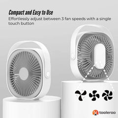 3-Speed USB 20cm Desktop Fan - Quiet Portable Lightweight Rechargeable Cooler