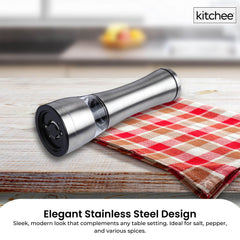 Kitchee Stainless Steel Salt Pepper Spice Grinder Mill - Adjustable Coarseness