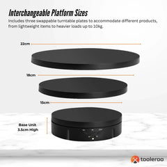 Tooleroo Electric 360 Rotating Product Display Stand for Merchandise Video Black