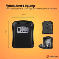 Tooleroo Wall Mount Key Lock Box – 4-Digit Safe Weatherproof Secure Storage