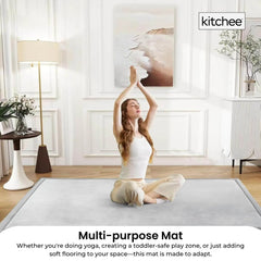 Kitchee Foam Floor Mat 150x200cm - Padded Thick Soft Tatami Style Rug Grey