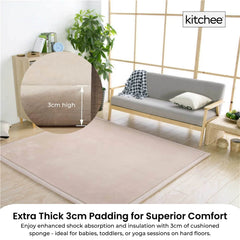 Kitchee Foam Floor Mat 150x200cm - Padded Thick Deep Soft Tatami Style Rug Cream