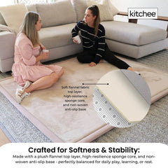 Kitchee Foam Floor Mat 150x200cm - Padded Thick Deep Soft Tatami Style Rug Cream