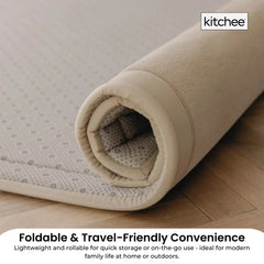 Kitchee Foam Floor Mat 200x200cm - Padded Thick Soft Tatami Style Rug Cream