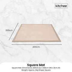 Kitchee Foam Floor Mat 200x200cm - Padded Thick Soft Tatami Style Rug Cream