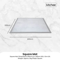 Kitchee Foam Floor Mat 200x200cm - Padded Thick Deep Soft Tatami Style Rug Grey