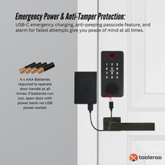 Tooleroo Digital Smart Door Lock Keypad - 5-in-1 Home Entry Security System