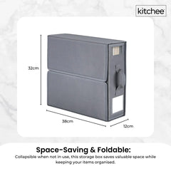 Kitchee Foldable Bed Sheet Storage Box - Linen + Closet Organiser Grey