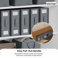 1x Kitchee Foldable Bed Sheet Storage Box – Linen & Closet Organiser Grey