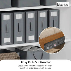 10x Kitchee Foldable Bed Sheet Storage Box – Linen & Closet Organiser Grey