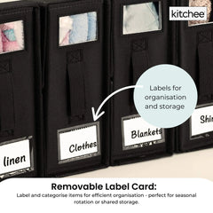 Kitchee Foldable Bed Sheet Storage Box - Linen + Closet Organiser Black
