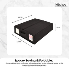 Kitchee Foldable Bed Sheet Storage Box - Linen + Closet Organiser Black