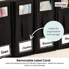 1x Kitchee Foldable Bed Sheet Storage Box – Linen & Closet Organiser Black