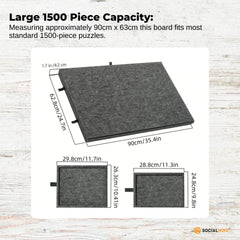 Social Hike Puzzle Board 1500 pcs - Felt Tilting Portable Cover + Drawers Grey