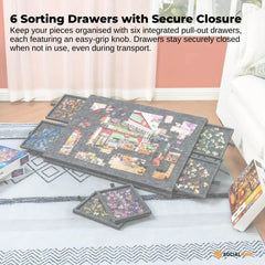 Social Hike Puzzle Board 1500 pcs - Felt Tilting Portable Cover + Drawers Grey