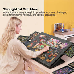 Social Hike Puzzle Board 1500 pcs - Felt Tilting Portable Cover + Drawers Grey