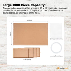 Social Hike Puzzle Board 1000 pcs - Rotating Tabletop with 4 Drawers and Cover