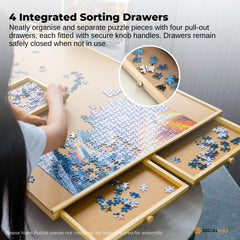 Social Hike Puzzle Board 1000 pcs - Rotating Tabletop with 4 Drawers and Cover