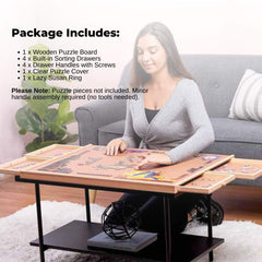 Social Hike Puzzle Board 1000 pcs - Rotating Tabletop with 4 Drawers and Cover