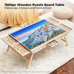 Social Hike Puzzle Board Table 1500 pcs - Folding Legs 6 Drawer with Cover