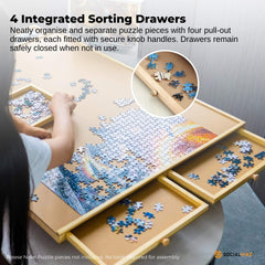 Social Hike Puzzle Board 1500 pcs - Rotating Tabletop with 4 Drawers and Cover
