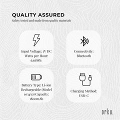 Orku Rechargeable Eye Massager - Heat Compression Vibration Bluetooth White