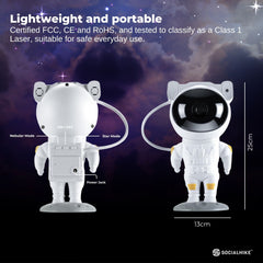 Social Hike Galaxy Star Projector - Colour LED Astronaut Night Light and Remote