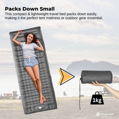 Social Hike Step-Inflating Camping Mattress Lightweight Waterproof Sleeping Grey