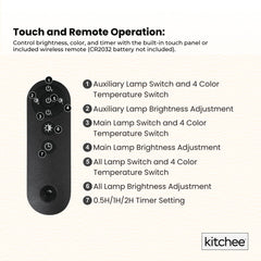 Kitchee Tri-Fold LED Desk Lamp with Clamp - Swinging Arm Eye-Care Dimmable Light