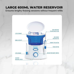 600ml Dental Water Flossing Teeth Flosser - Electric Oral Tooth Irrigator Cleaner