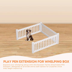 Rooster Farms 1.15m PVC Dog Play Pen Extension for Whelping Box 3 Side Enclosure