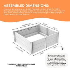 Rooster Farms 1.48m PVC Dog Whelping Box Puppy Birthing Pen - Anti-Crush Rail