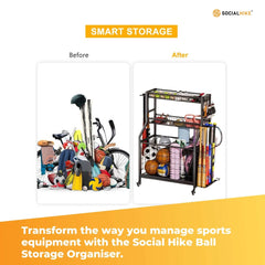 Social Hike Sports Equipment Storage Organiser and Side Rack Garage Trolley