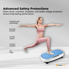 Social Hike 55cm Vibration Plate Machine Full Body Exercise Platform 200W Blue