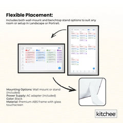 Kitchee 10" Digital Calendar Smart Family Planner - 25.5cm Touchscreen Black