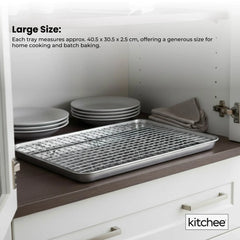 Kitchee 40.5x30.5cm Oven Baking Tray + Cooling Rack 4 Piece Stainless Steel