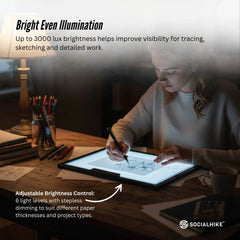 Social Hike A4 LED Light Pad Tracing Board Rechargeable USB-C 3000mAh Light Box