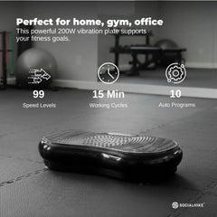 Social Hike 68cm Vibration Plate Machine Full Body Workout Platform Black